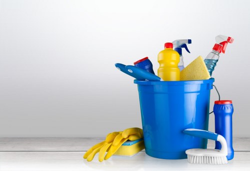 Office cleaning team maintaining a bright Canarywharf workspace