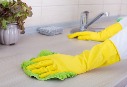 Grease and burnt residue being removed from an oven interior