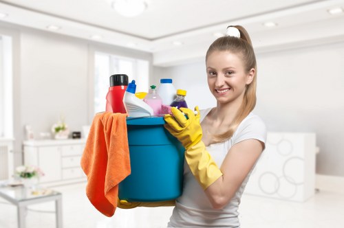 Professional deep cleaning of a modern kitchen in Canary Wharf